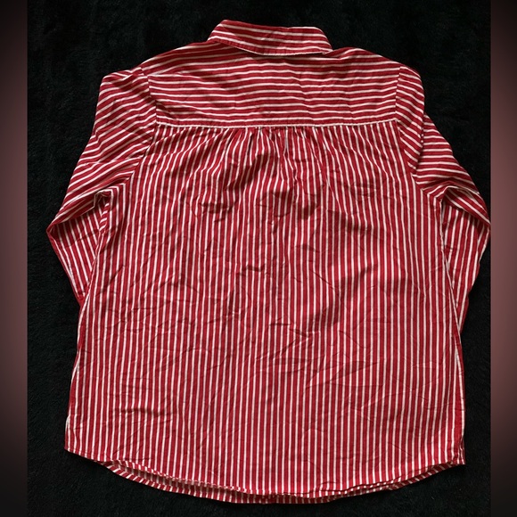 Roaman’s Women’s Red/ White Striped Button-Up Longsleeve Shirt Plus 16w PreOwned - Picture 7 of 12